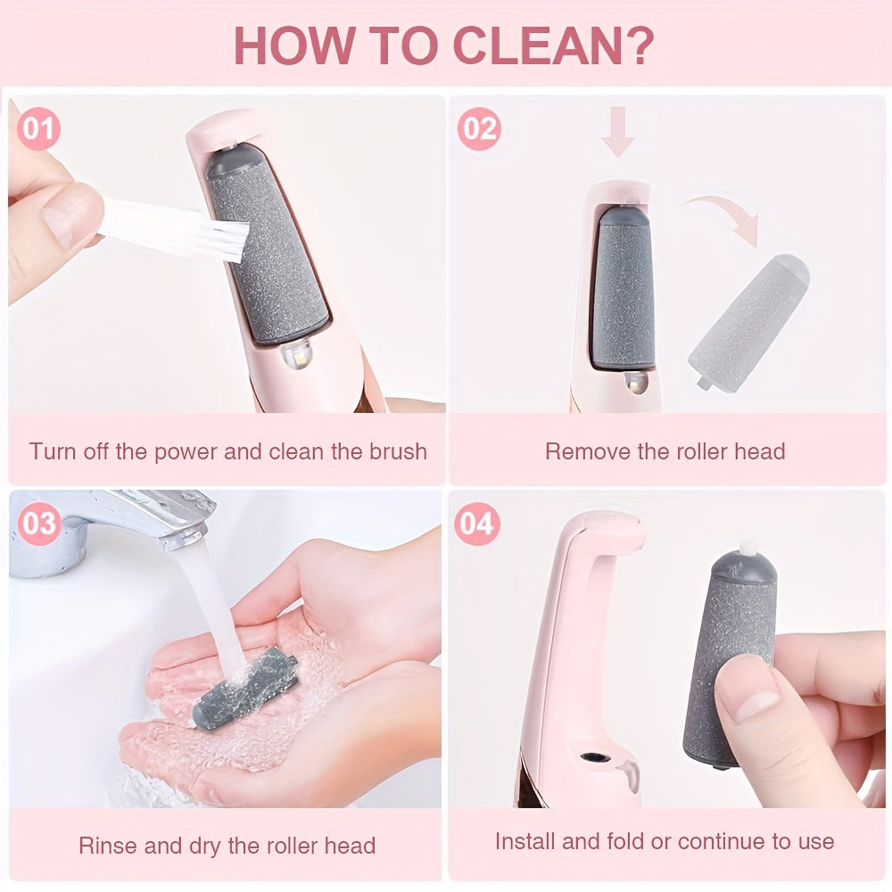 Electric Remover & Painless Foot File - Heavy-Duty Pedicure/Nail Care Device Powered by USB, Featuring Interchangeable Heads, Ergonomic Handle, And Lithium Battery