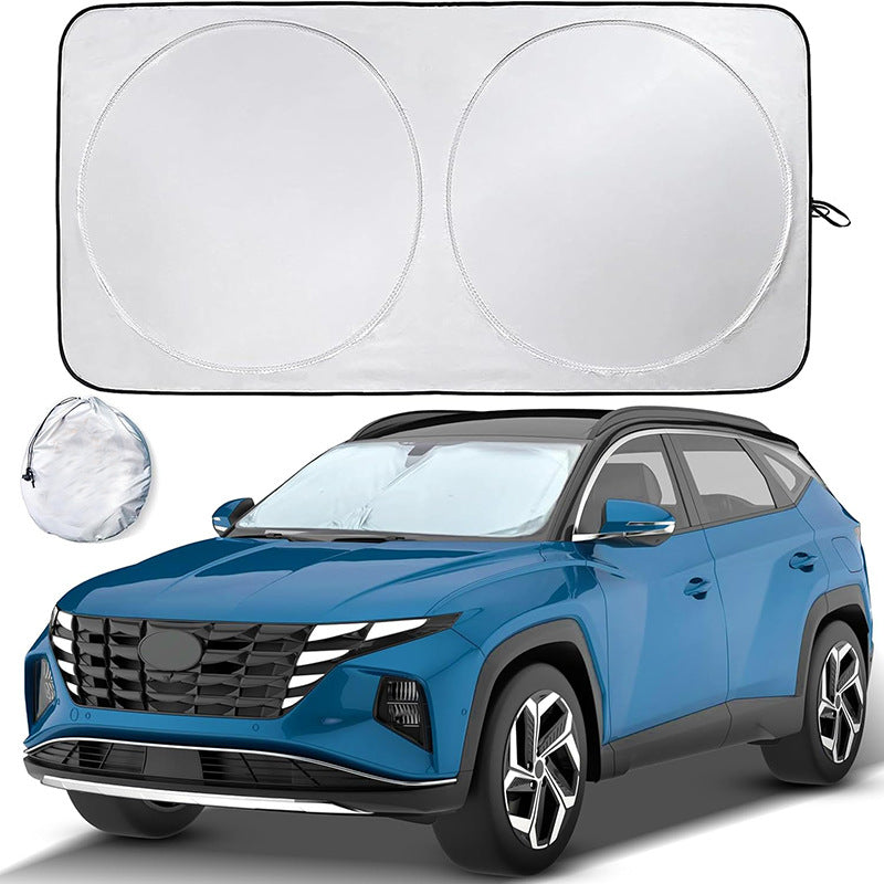 Car Windshield Sunshade – Double-Layer Design for 2X Heat Blocking, Blocks UV Rays, Foldable Sun Shade for Cars, Trucks & SUVs, Keeps Interior Cooler