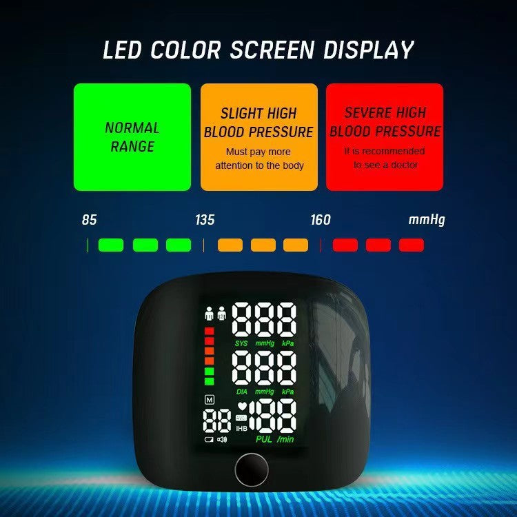 Wrist Blood Pressure Monitor for Home Use - Dual User Memory 99×2, Adjustable Cuff (5.3-9.3 inch), Voice Broadcast & Portable Case, Large LED Display with Color-Coded Backlight