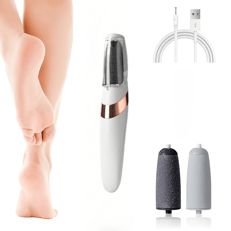 Electric Remover & Painless Foot File - Heavy-Duty Pedicure/Nail Care Device Powered by USB, Featuring Interchangeable Heads, Ergonomic Handle, And Lithium Battery