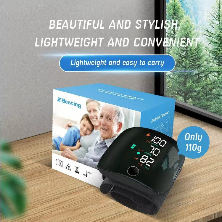 Wrist Blood Pressure Monitor for Home Use - Dual User Memory 99×2, Adjustable Cuff (5.3-9.3 inch), Voice Broadcast & Portable Case, Large LED Display with Color-Coded Backlight