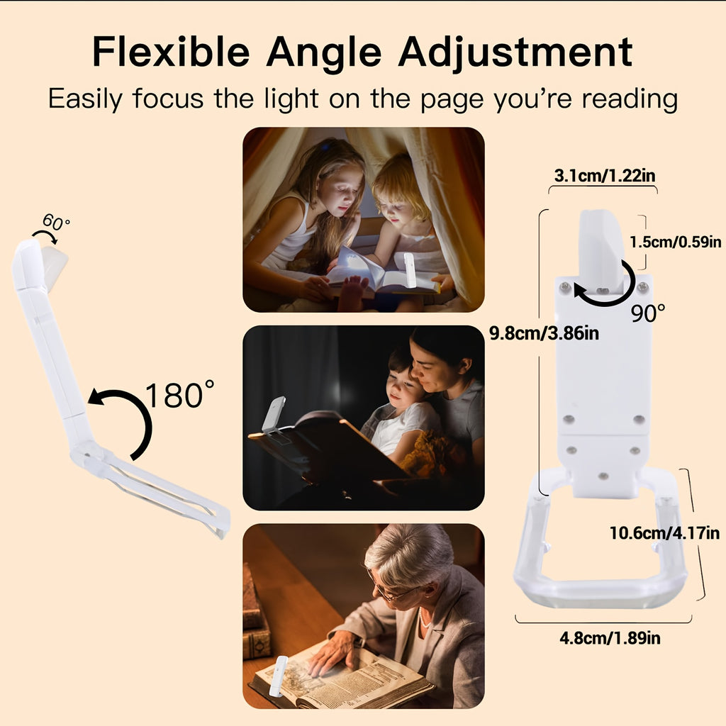 2pcs USB Rechargeable Book Light for Reading in Bed, LED Book Reading Lights with Clip, Perfect for Bookworms, Kids, Warm White, Brightness Adjustable