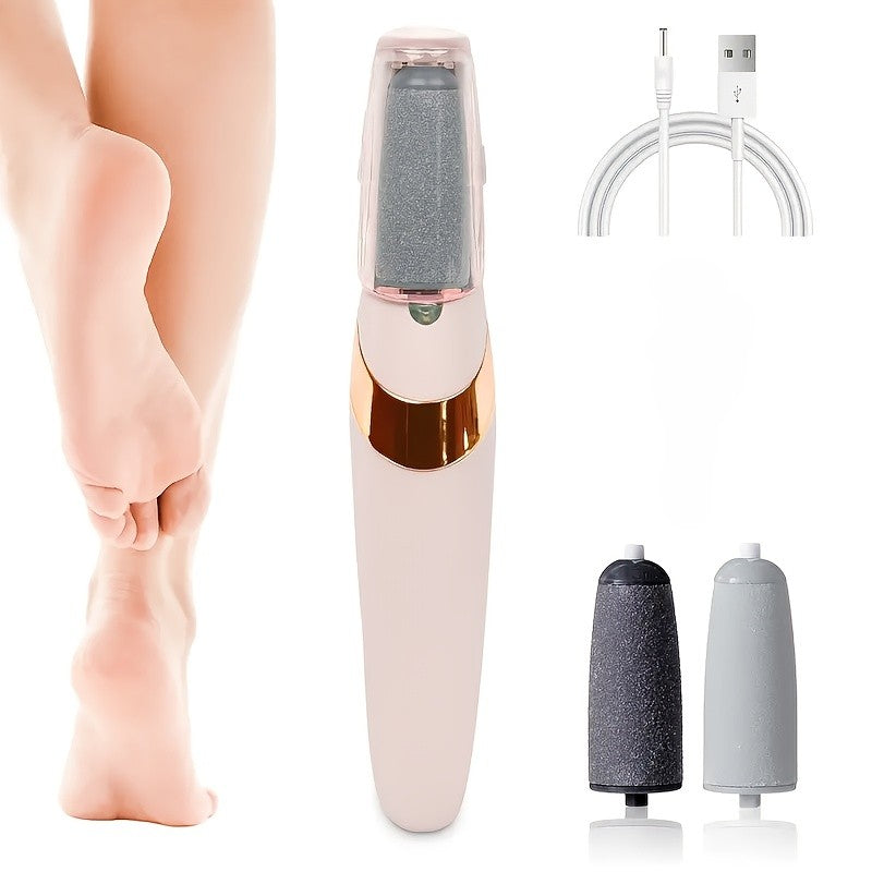Electric Remover & Painless Foot File - Heavy-Duty Pedicure/Nail Care Device Powered by USB, Featuring Interchangeable Heads, Ergonomic Handle, And Lithium Battery