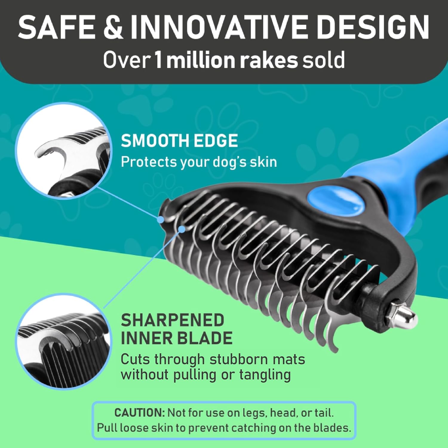 Pet Grooming Rake - Double-Sided Deshedding Dematting Tool, Undercoat Rake for Dogs & Cats, Extra-Wide Dog Grooming Brush & Deshedder Comb for Long Hair, Reduces Shedding 90%