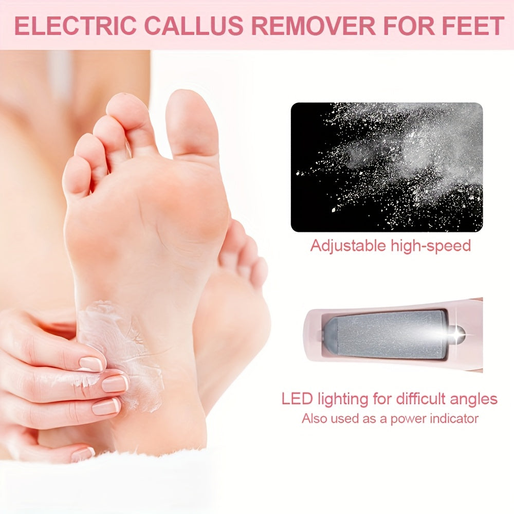 Electric Remover & Painless Foot File - Heavy-Duty Pedicure/Nail Care Device Powered by USB, Featuring Interchangeable Heads, Ergonomic Handle, And Lithium Battery