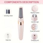 Electric Remover & Painless Foot File - Heavy-Duty Pedicure/Nail Care Device Powered by USB, Featuring Interchangeable Heads, Ergonomic Handle, And Lithium Battery