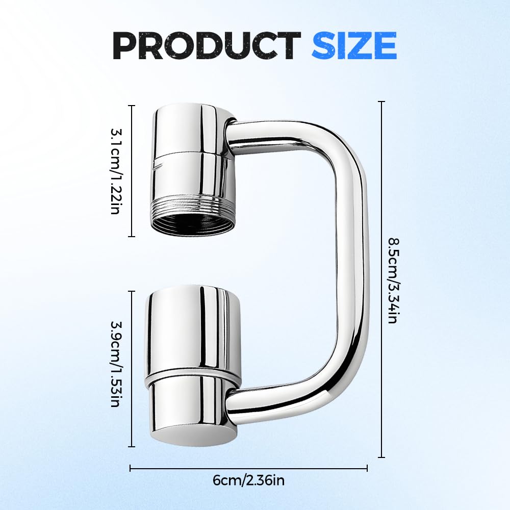 1440° Rotatable Faucet Aerator Extension, 2026 New 2 Modes Universal Sink Faucet for Splash Reduction, 1080° Rotating Multifunctional Faucet Extender for Bathroom Sink Kitchen