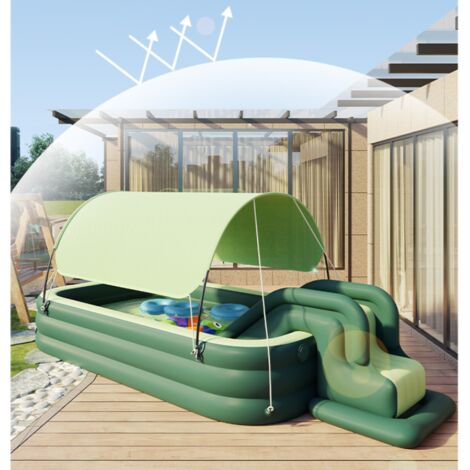 ⛱️Inflatable slide pool with a sunshade🏊