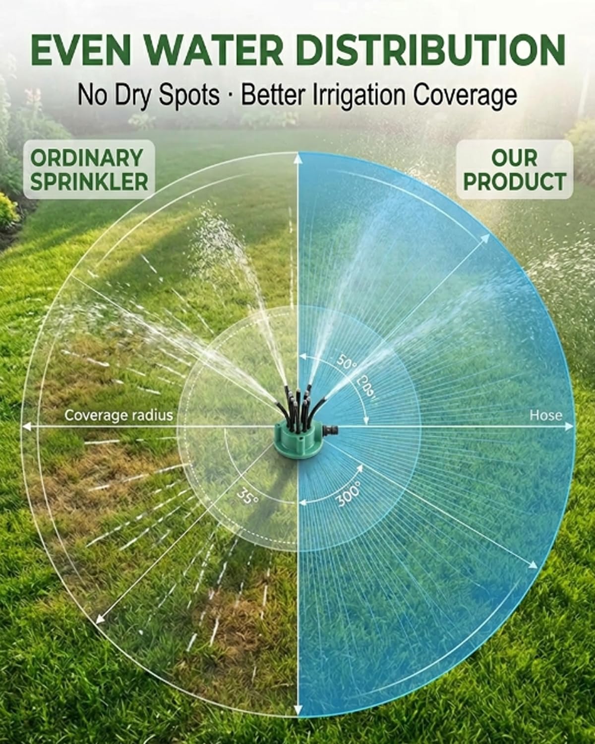 2pcs 360 Degree Garden Automatic Multi Sprinkler Garden Lawn Sprinklers Roof Cooling Sprinklers Watering Gardening Tools Housewarming Gift