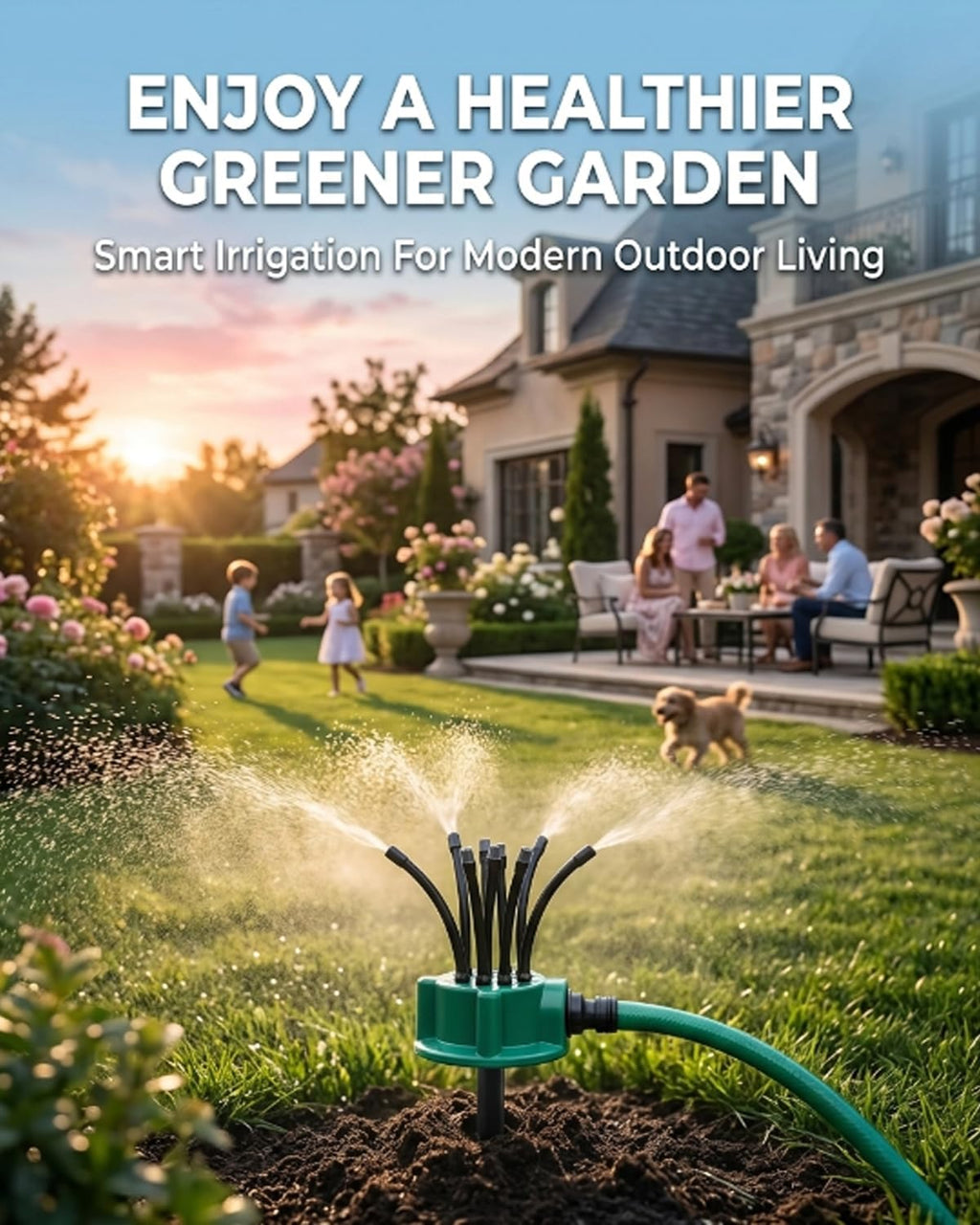 2pcs 360 Degree Garden Automatic Multi Sprinkler Garden Lawn Sprinklers Roof Cooling Sprinklers Watering Gardening Tools Housewarming Gift