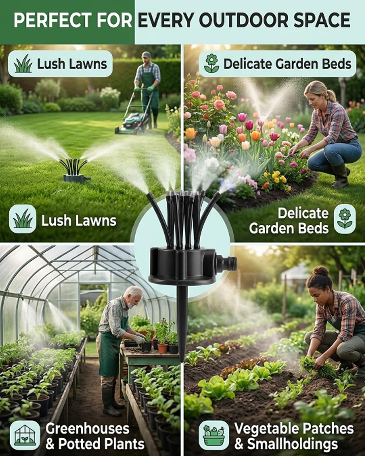 2pcs 360 Degree Garden Automatic Multi Sprinkler Garden Lawn Sprinklers Roof Cooling Sprinklers Watering Gardening Tools Housewarming Gift