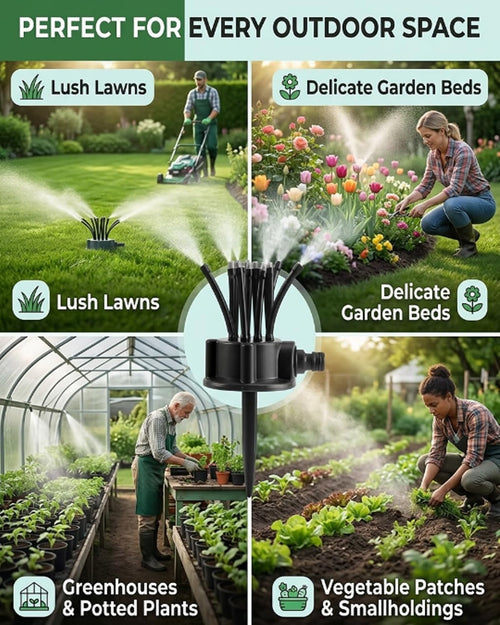 2pcs 360 Degree Garden Automatic Multi Sprinkler Garden Lawn Sprinklers Roof Cooling Sprinklers Watering Gardening Tools Housewarming Gift