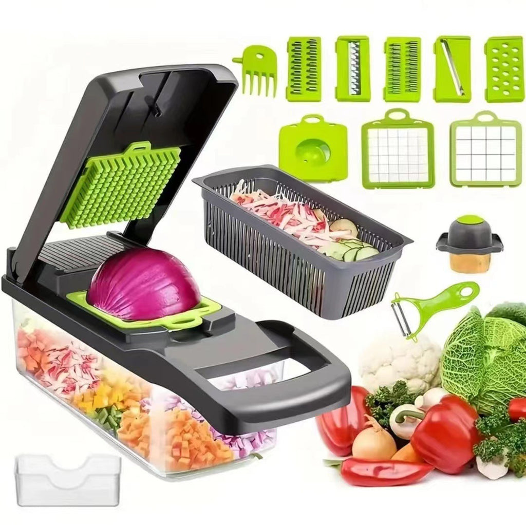 Vegetable Chopper Pro, Multifunctional 22 in 1 Food Chopper, Kitchen Vegetable Slicer Dicer Cutter for Onion Carrot and Garlic With Container
