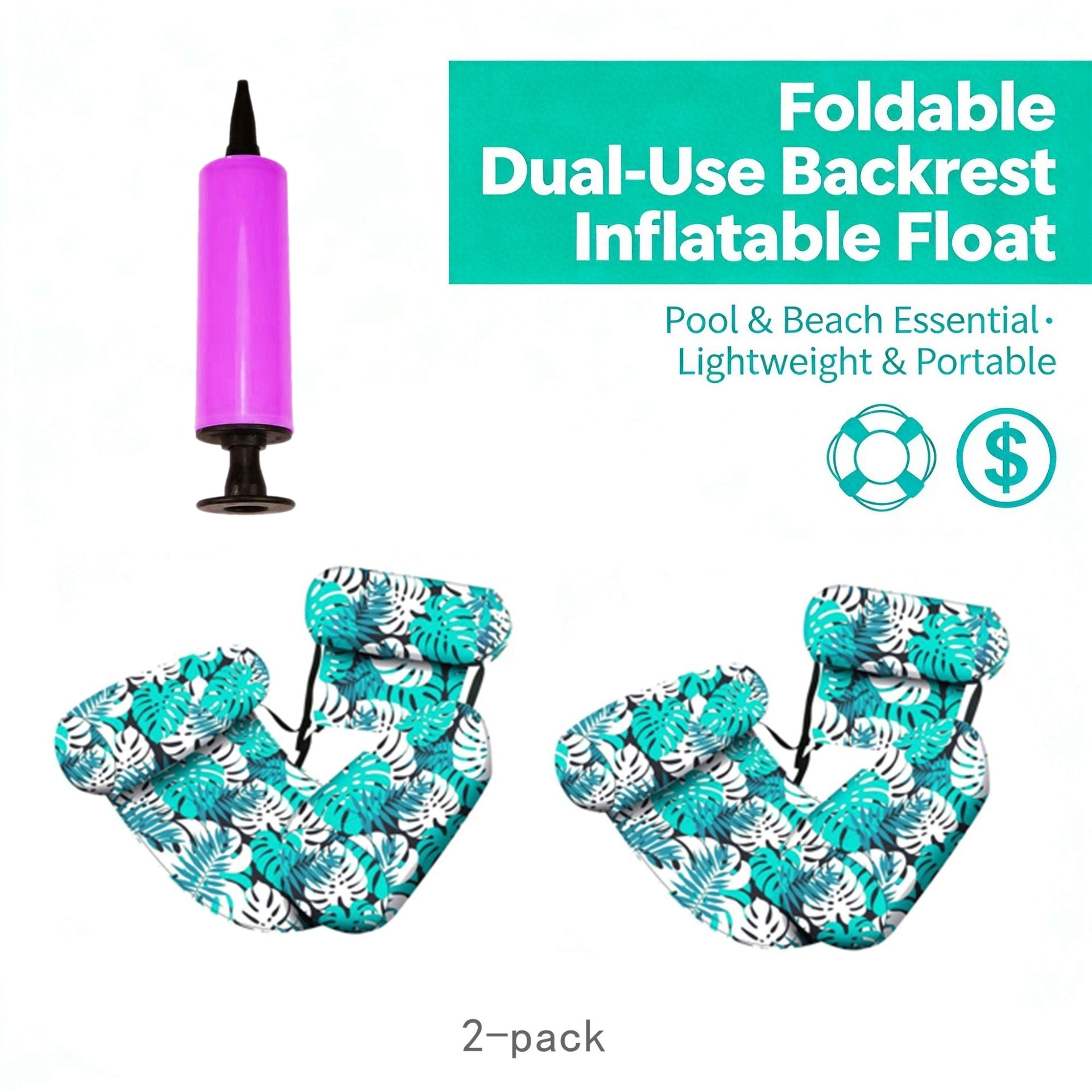 Inflatable Pool Floats Adult,2 Packs Floating Lounge Chairs🔥Limited-time bonus: free hand pump🔥Blow up Pool Noodles for Adult Heavy Duty,Floating Chair for Party Summer Water Beach Lake Fun