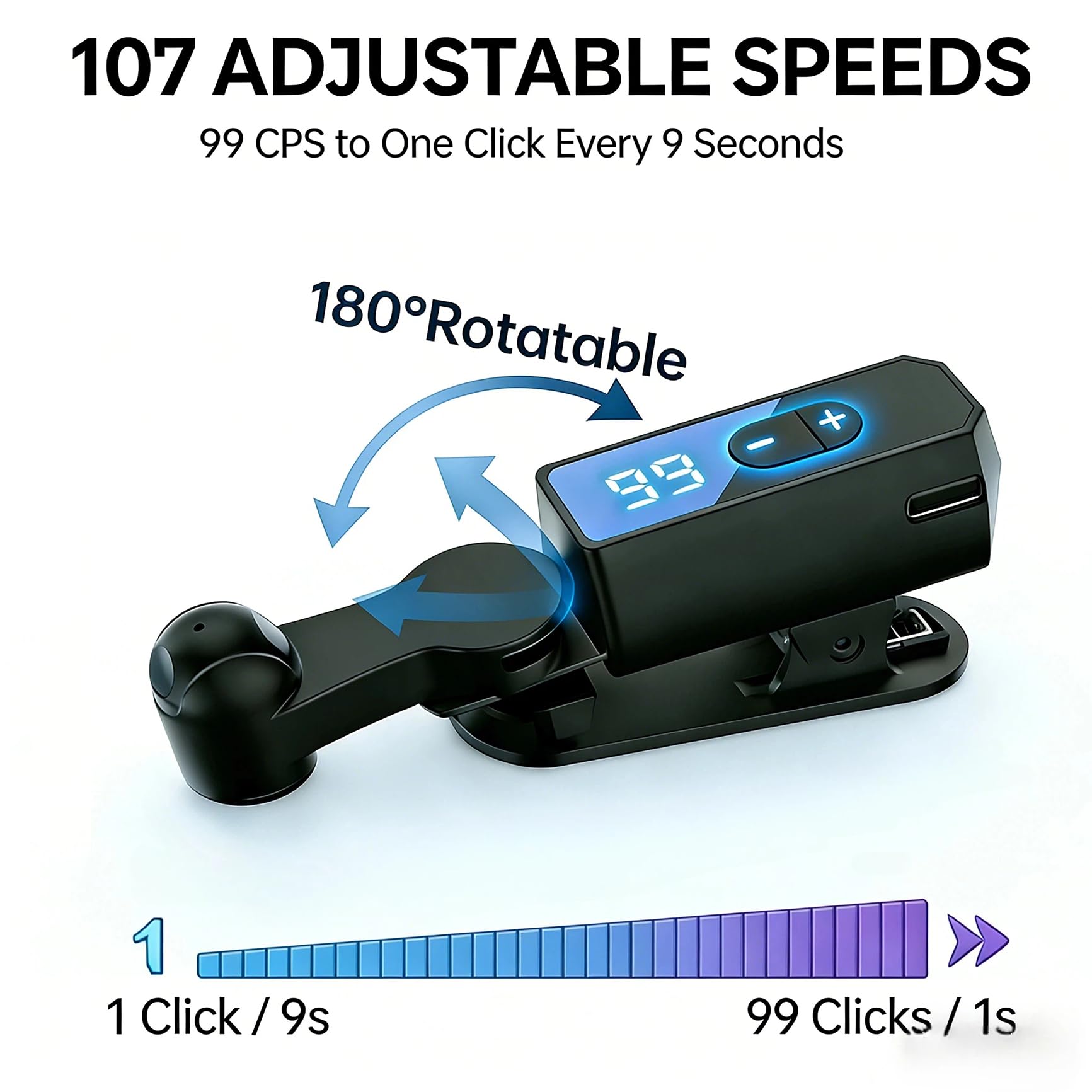 2 Pack Auto Clicker Tapper for Tiktok iPhone iPad Android Smartphone, Rechargeable Cordless – 107 Adjustable Speed, Auto Screen Tapper for Live Stream, Games, Repetitive Task, Purchases