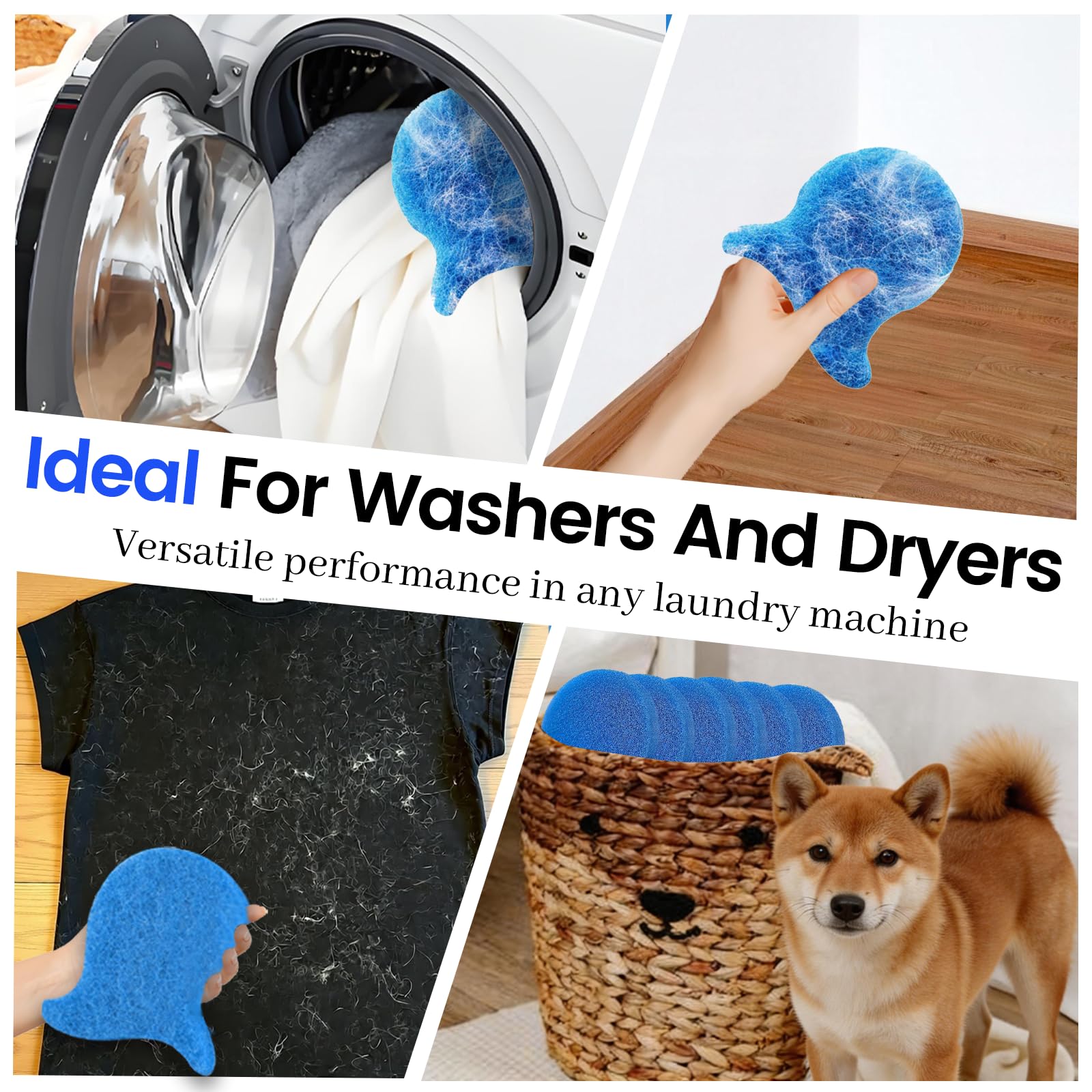 10Pcs Pet Hair Remover for Launday, Reusable Dog&Cat Hair Remover Tool, Effectively Removes Pet Hair, Lint and Dander from Bedding and Clothing,Fits Washers & Dryers