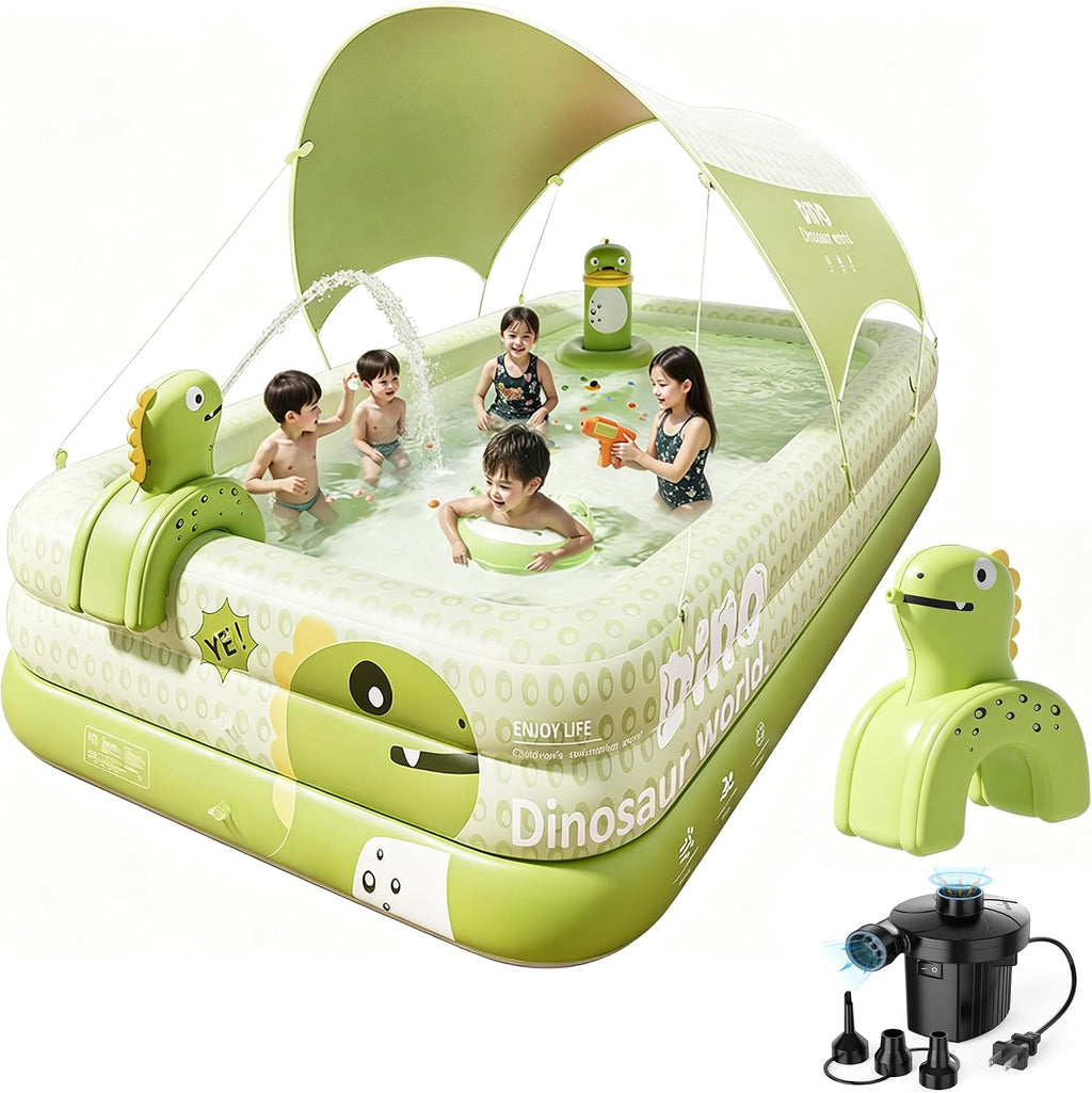 ⛱️Inflatable slide pool with a sunshade🏊
