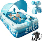 ⛱️Inflatable slide pool with a sunshade🏊