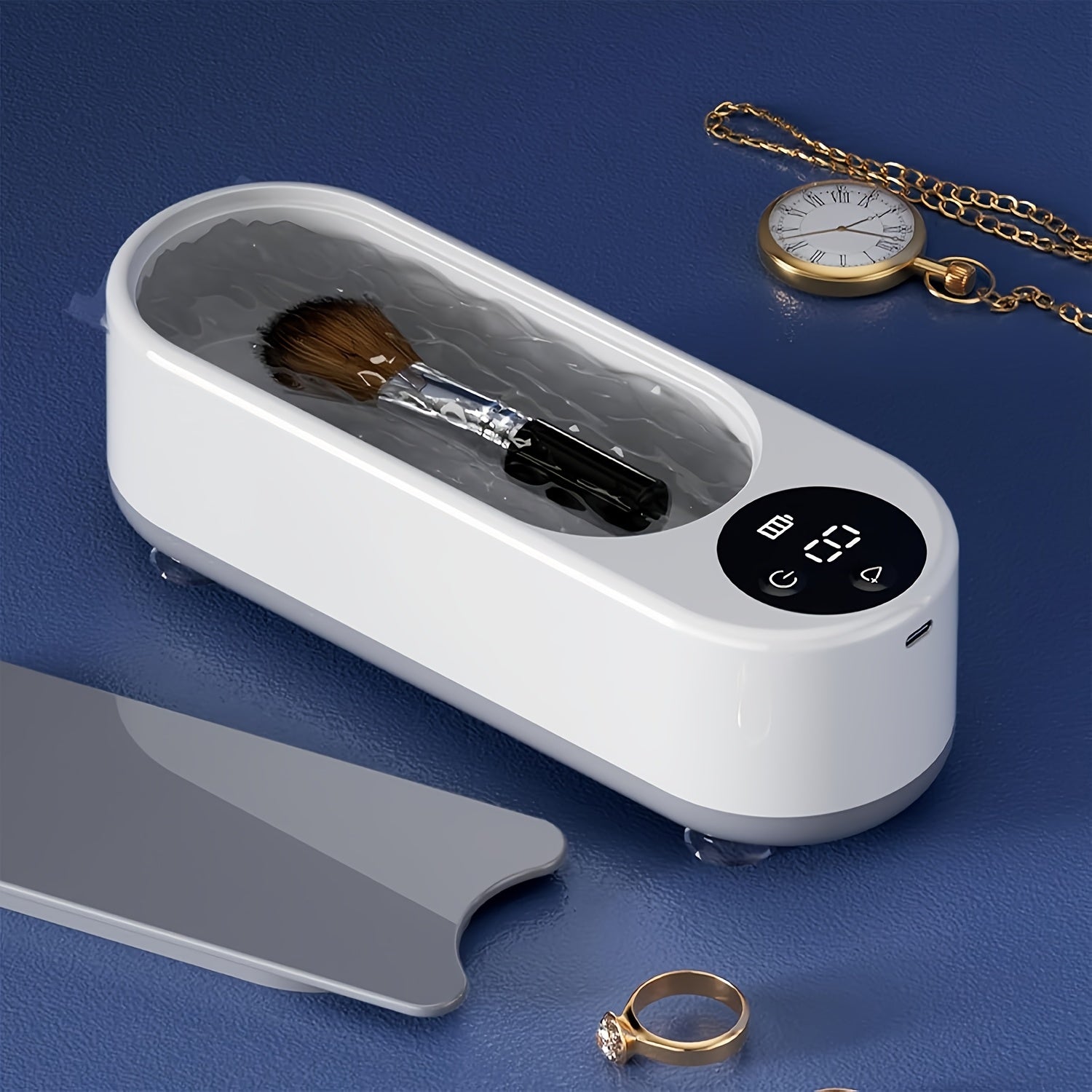 Multifunctional Ultrasonic Cleaner, One-Button Cleaning for Jewelry, Glasses, Dentures And Watches, Home-Use And Portable Design, USB Fast Charging