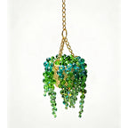 Sun-Kissed Beaded Succulent Car Hanging Charm, Crystal Suncatcher Rear View Mirror Ornament, Green Bead Plant Decor with Gold Chain, Cute Boho Car Accessories for Women,Father's Day Gift