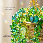 Sun-Kissed Beaded Succulent Car Hanging Charm, Crystal Suncatcher Rear View Mirror Ornament, Green Bead Plant Decor with Gold Chain, Cute Boho Car Accessories for Women,Father's Day Gift
