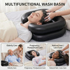 Inflatable Shampoo Basin, Portable Hair Washing Bowl with Drain Hose, Double-Layer Ergonomic Neck Support & Leak-Proof Design, for Bedridden, Disabled, Elderly and Pregnant Women