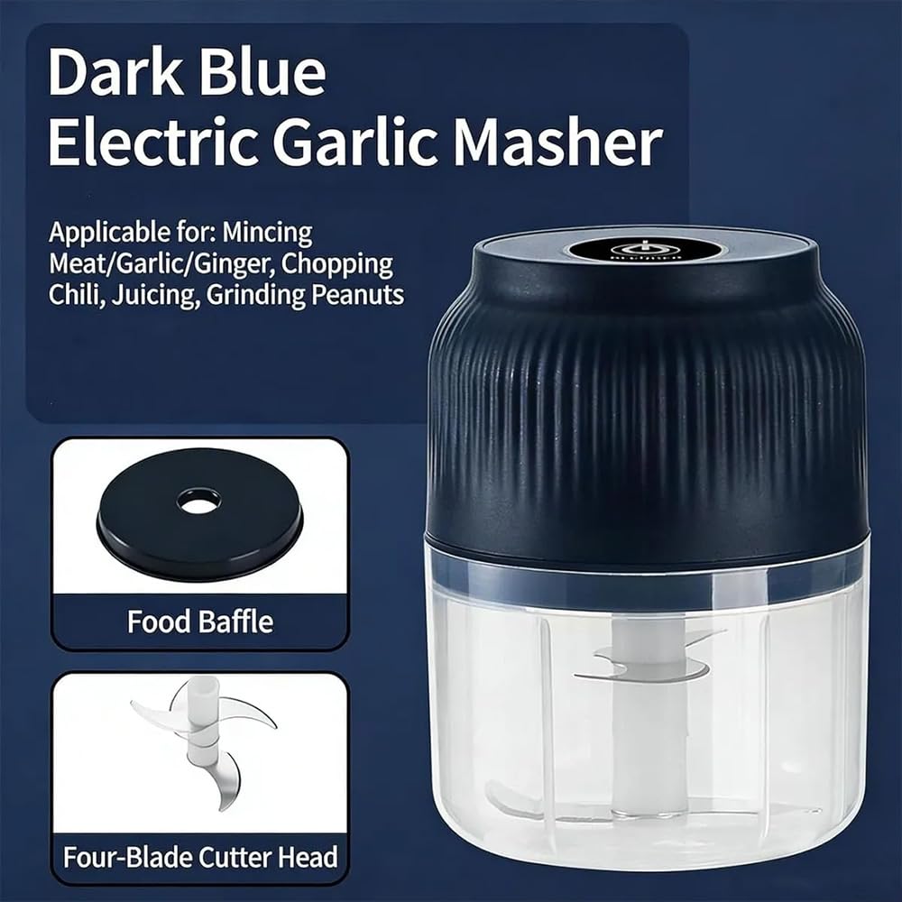 Household Electric Garlic Crusher, 2026 New Mini Electric Food Chopper 300ml/400ml, Silent USB Rechargeable Food Processor, Small Garlic Chopper Mincer Portable Kitchen Helper