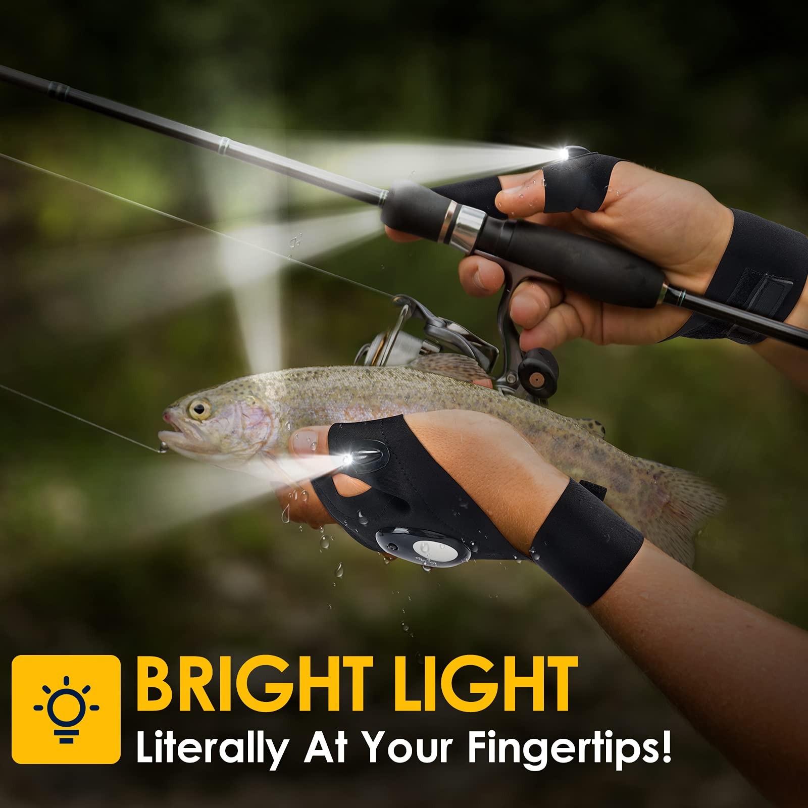 1pair，Gifts for Men LED Flashlight Gloves, Father Day Gifts from Wife Daughter, Anniversary Birthday Gift for Men Dad Him Husband Boyfriend, Camping Essentials Cool Gadgets Tools for Fishing Repairing
