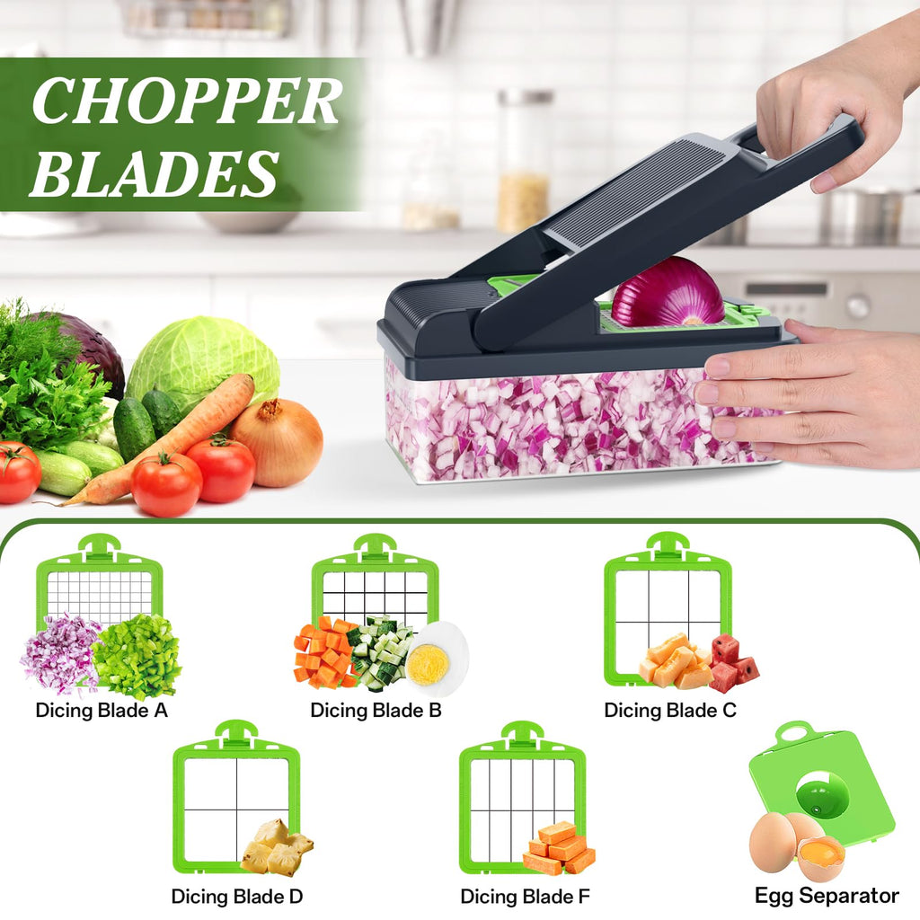 Vegetable Chopper Pro, Multifunctional 22 in 1 Food Chopper, Kitchen Vegetable Slicer Dicer Cutter for Onion Carrot and Garlic With Container