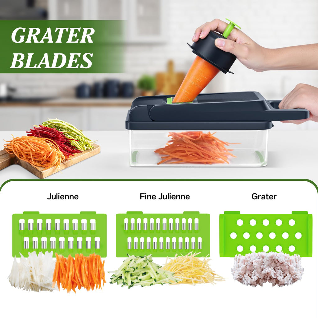 Vegetable Chopper Pro, Multifunctional 22 in 1 Food Chopper, Kitchen Vegetable Slicer Dicer Cutter for Onion Carrot and Garlic With Container
