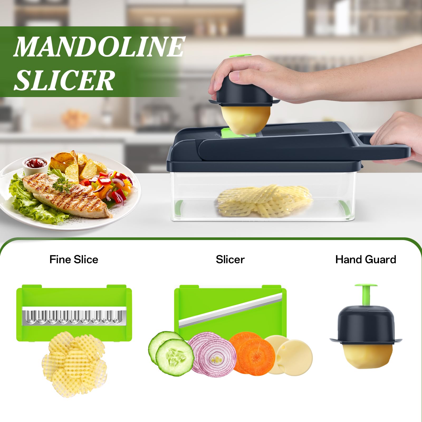 Vegetable Chopper Pro, Multifunctional 22 in 1 Food Chopper, Kitchen Vegetable Slicer Dicer Cutter for Onion Carrot and Garlic With Container
