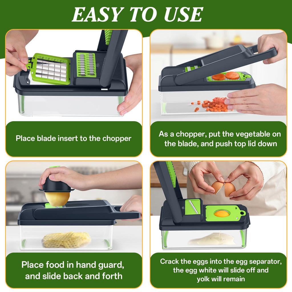 Vegetable Chopper Pro, Multifunctional 22 in 1 Food Chopper, Kitchen Vegetable Slicer Dicer Cutter for Onion Carrot and Garlic With Container