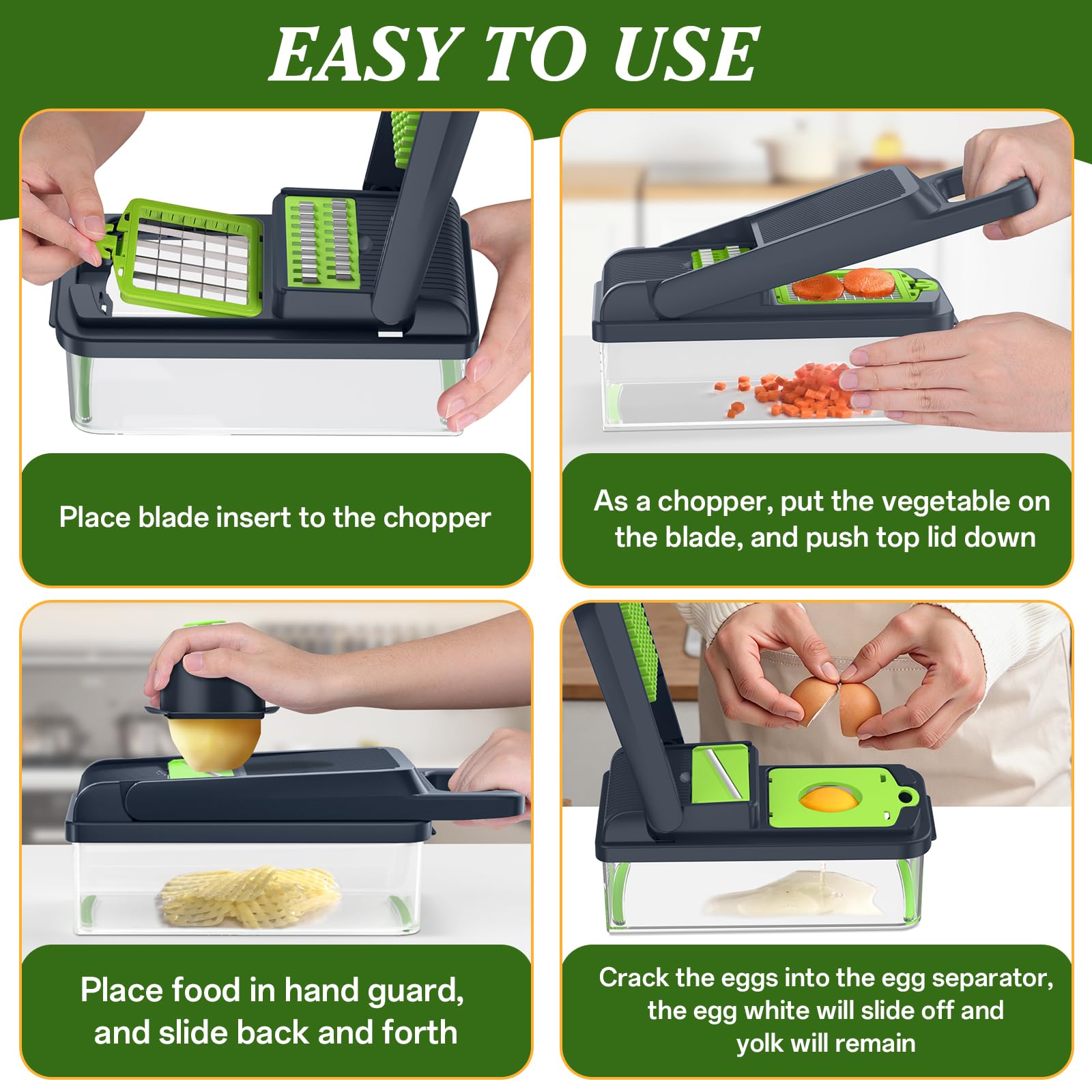 Vegetable Chopper Pro, Multifunctional 22 in 1 Food Chopper, Kitchen Vegetable Slicer Dicer Cutter for Onion Carrot and Garlic With Container