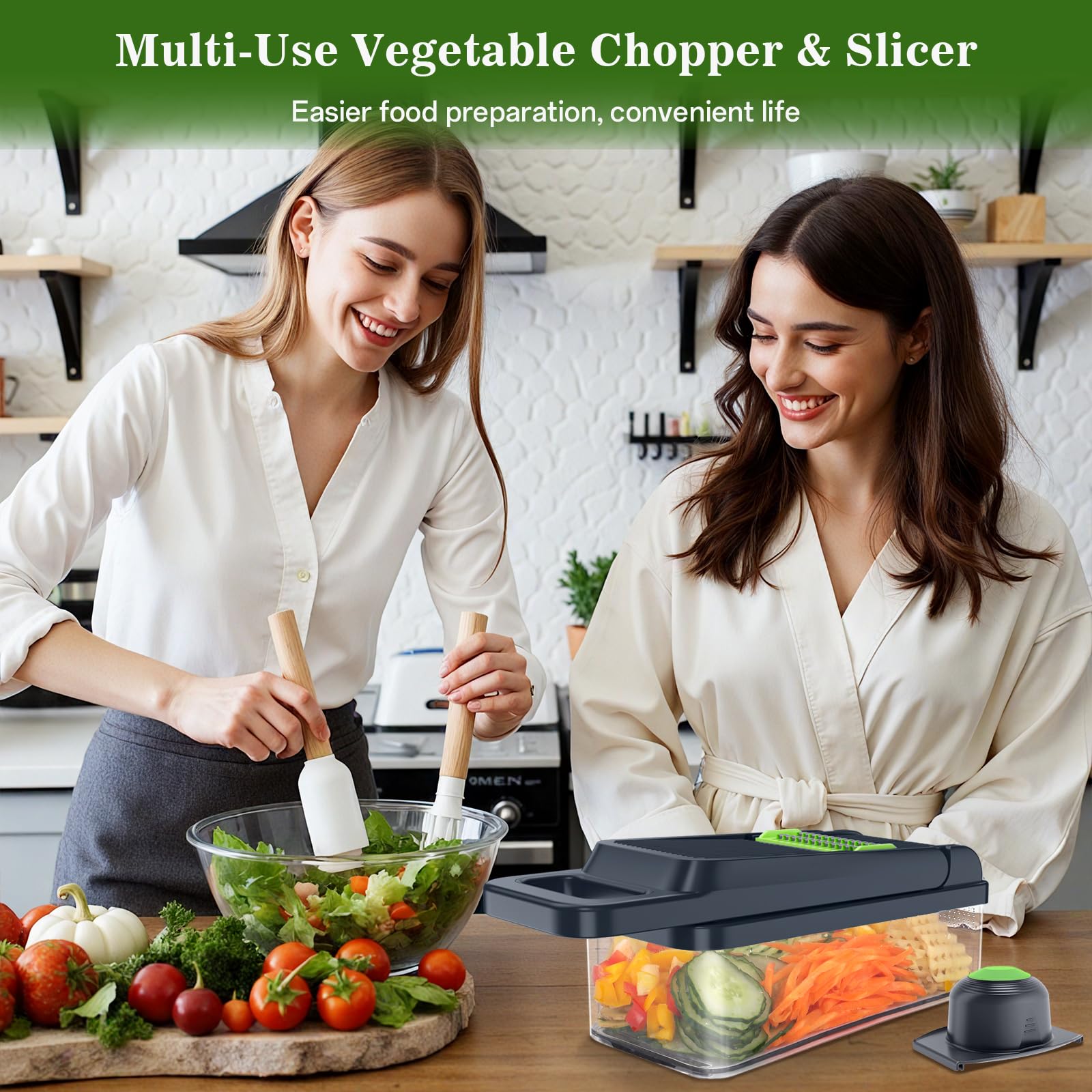 Vegetable Chopper Pro, Multifunctional 22 in 1 Food Chopper, Kitchen Vegetable Slicer Dicer Cutter for Onion Carrot and Garlic With Container