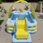 ⛱️Inflatable slide pool with a sunshade🏊