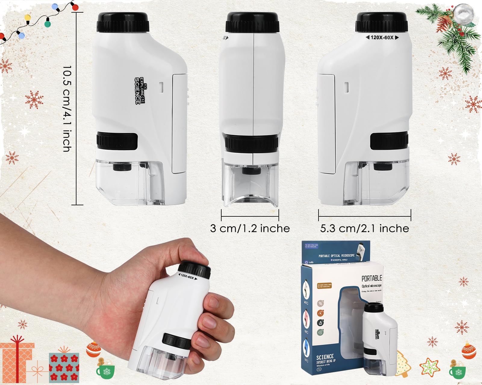 Final 3 Hours:Buy one get one free, Portable Microscope, Handheld Mini Microscope for STEM And Science Toys, LED Pocket Microscope,  a Gift for Boys And Girls Aged 3 And Above