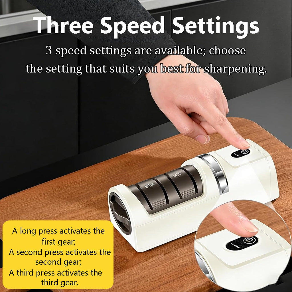 Automatic Kitchen Knife Sharpener, 2026 New Cordless Electric Knife Sharpener for Straight-Edge Chef, Fruit Knives, Portable Knife Sharpener Electric for Restaurant Camping