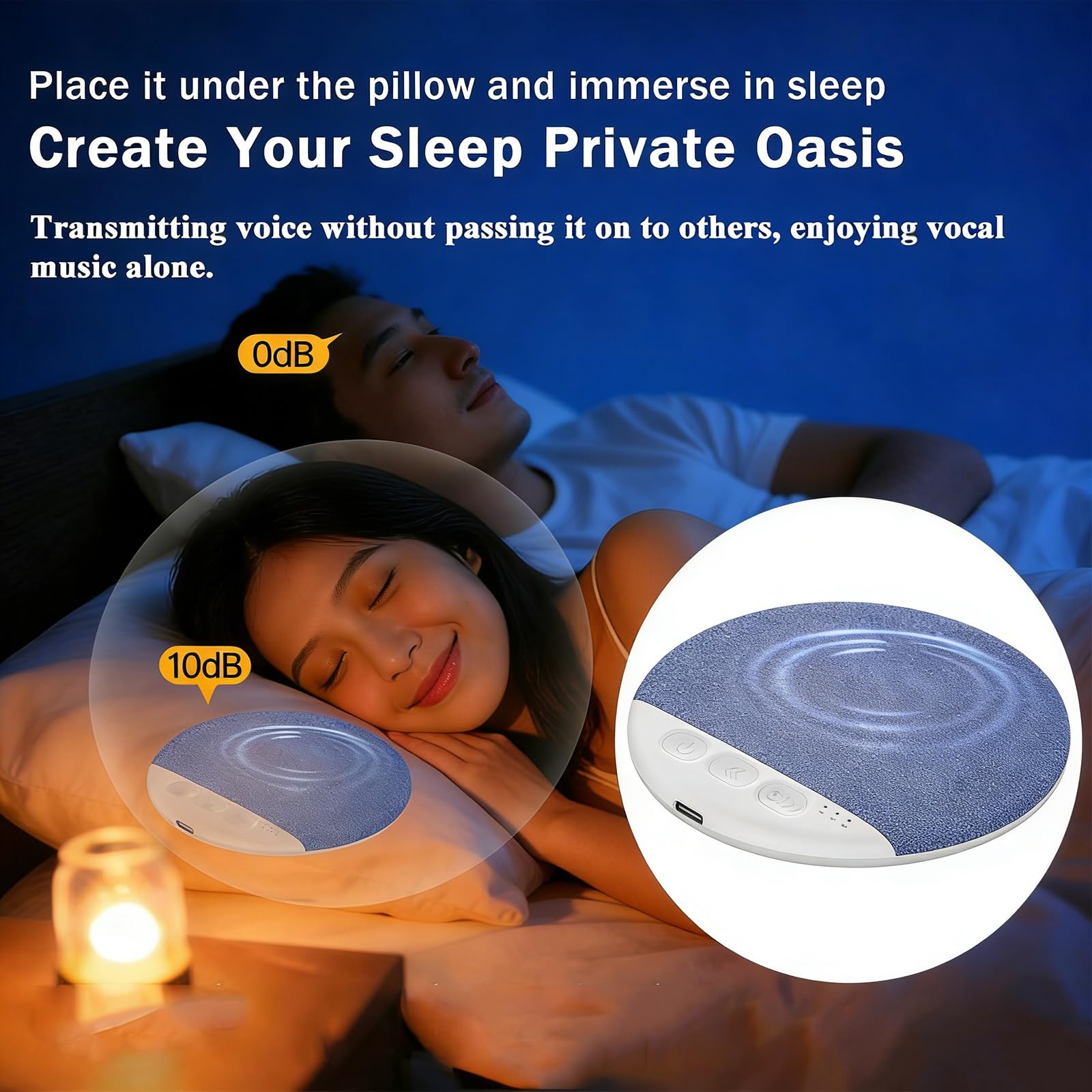 2026 New Bluetooth Sleep Pillow Speaker, Wireless White Noise Pillow Speaker with Timer, Ultra-Thin Stereo Bass Private Sleep Speaker for Adults Kids,Father's Day Gift