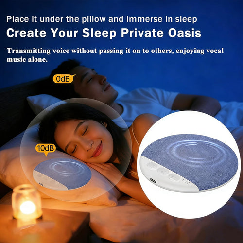 2026 New Bluetooth Sleep Pillow Speaker, Wireless White Noise Pillow Speaker with Timer, Ultra-Thin Stereo Bass Private Sleep Speaker for Adults Kids,Father's Day Gift