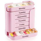 7-Day Medication Organizer, Weekly Pill Organizer, Portable Food-Grade Medicine Box Square, Convenient 28-Grid Drawer Medicine Box Home Travel Storage Case for Medication, Supplements