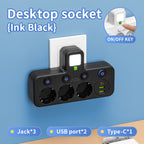 7-in-1 Multi-Function USB Power Socket with Multi-Switch Control Design, Travel Adapter, USB Converter Outlet, Independent Switch, Suitable for Work/Home