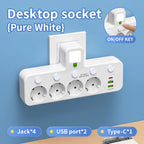 7-in-1 Multi-Function USB Power Socket with Multi-Switch Control Design, Travel Adapter, USB Converter Outlet, Independent Switch, Suitable for Work/Home