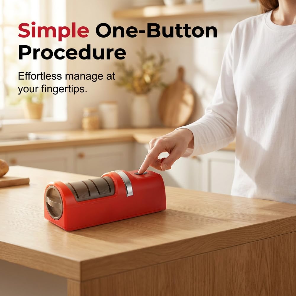 Automatic Kitchen Knife Sharpener, 2026 New Cordless Electric Knife Sharpener for Straight-Edge Chef, Fruit Knives, Portable Knife Sharpener Electric for Restaurant Camping