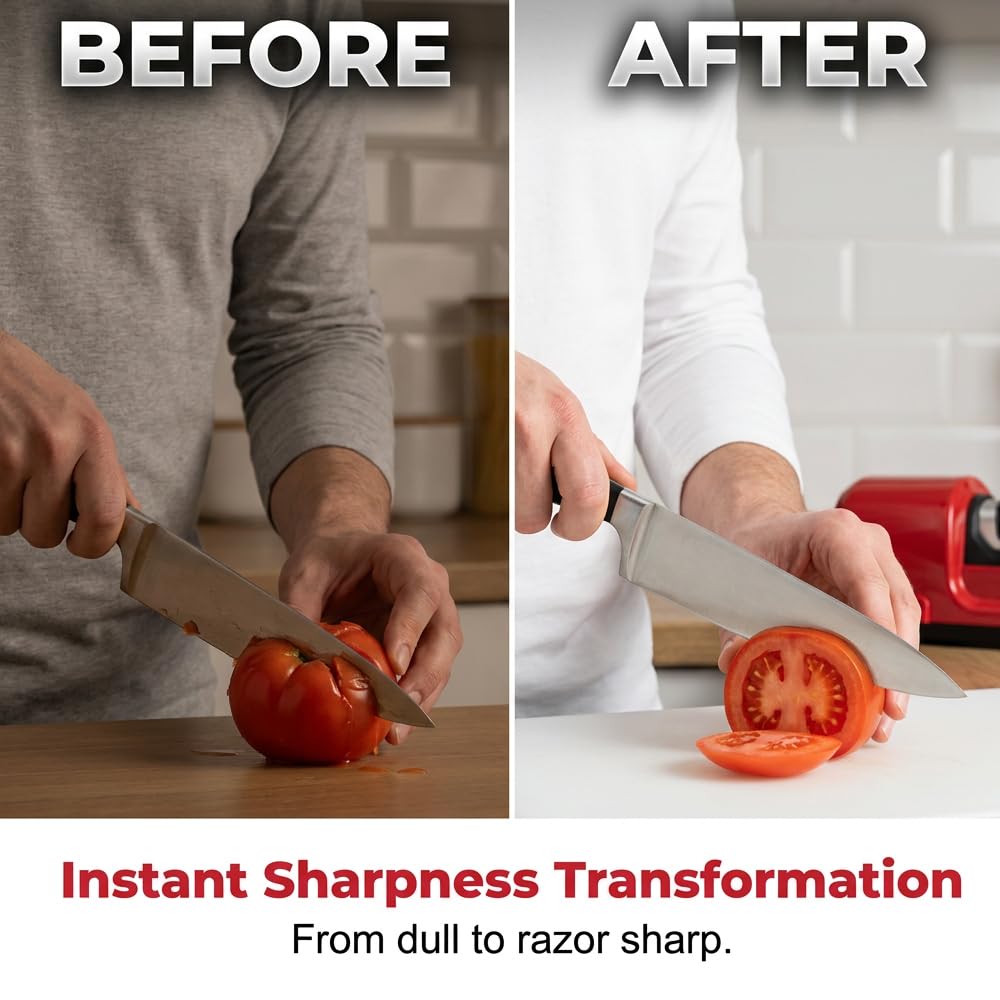 Automatic Kitchen Knife Sharpener, 2026 New Cordless Electric Knife Sharpener for Straight-Edge Chef, Fruit Knives, Portable Knife Sharpener Electric for Restaurant Camping