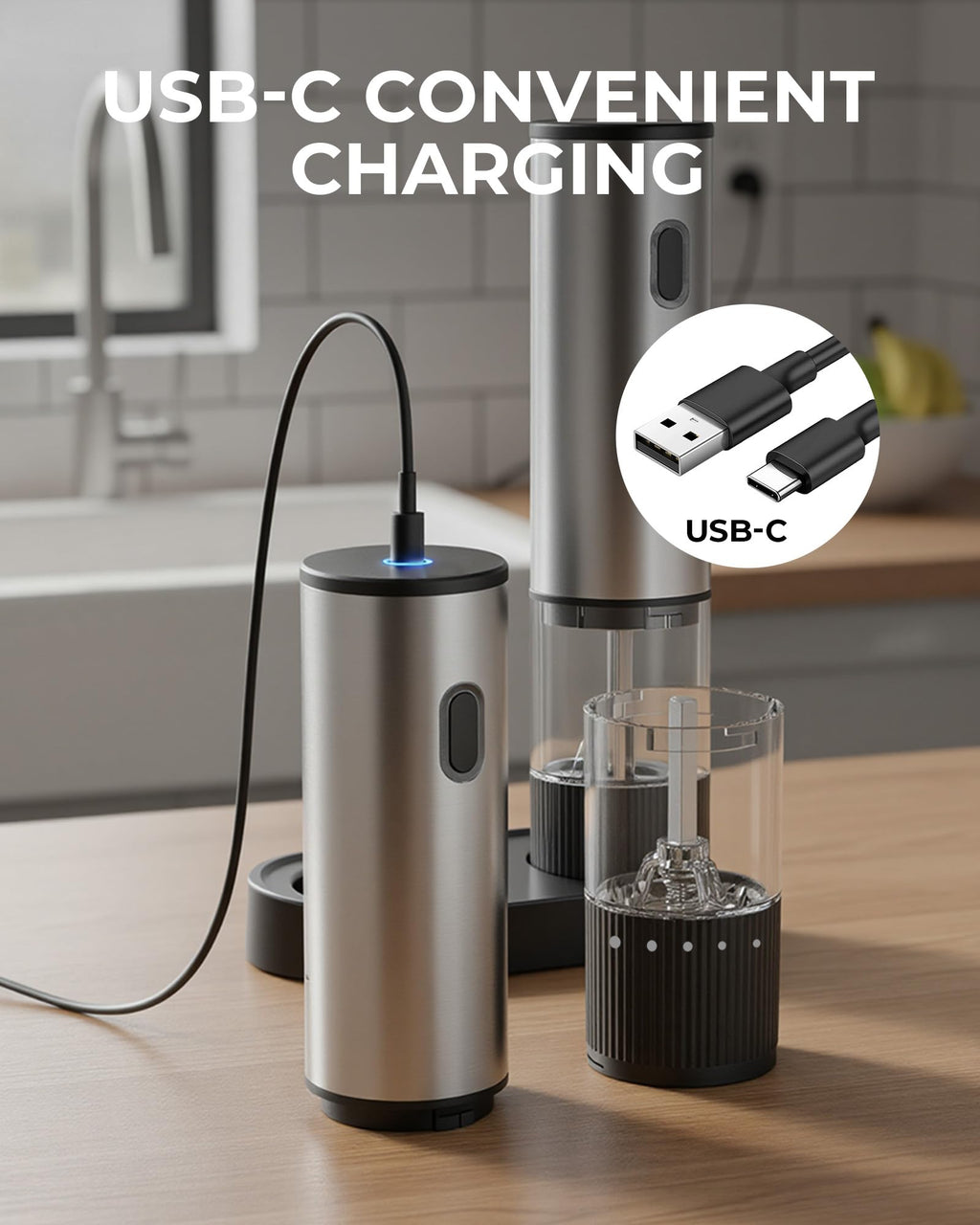 2pcs/Set, Electric Pepper Grinder Base Storage Black Pepper Grinder Automatic Pepper And Sea Salt Mill Stainless Steel Pepper Salt Grinder Battery Operated, Clear Bin, Kitchen Essentials, Kitchen Gifts, Holiday Gifts