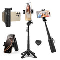 Portable Selfie Stick Tripod with Remote【Pocket Size】 4-in-1 Extendable Cell Phone Tripod【360° Rotation】 Mini Selfie Stick for iPhone Android Phone Holder for Video Recording Live Streaming