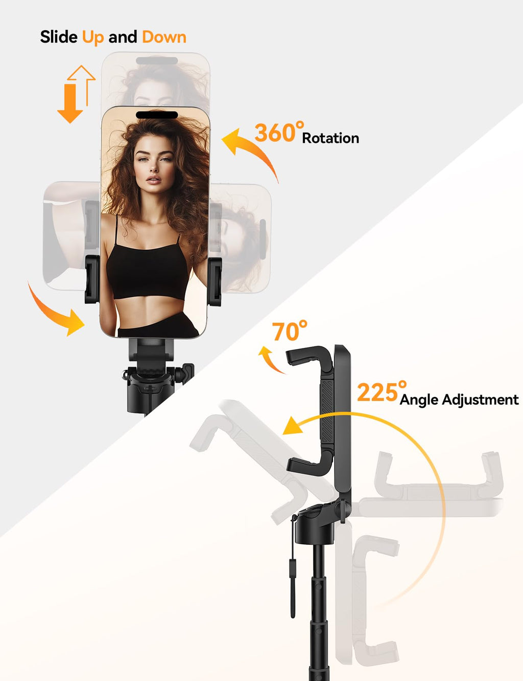 Portable Selfie Stick Tripod with Remote【Pocket Size】 4-in-1 Extendable Cell Phone Tripod【360° Rotation】 Mini Selfie Stick for iPhone Android Phone Holder for Video Recording Live Streaming