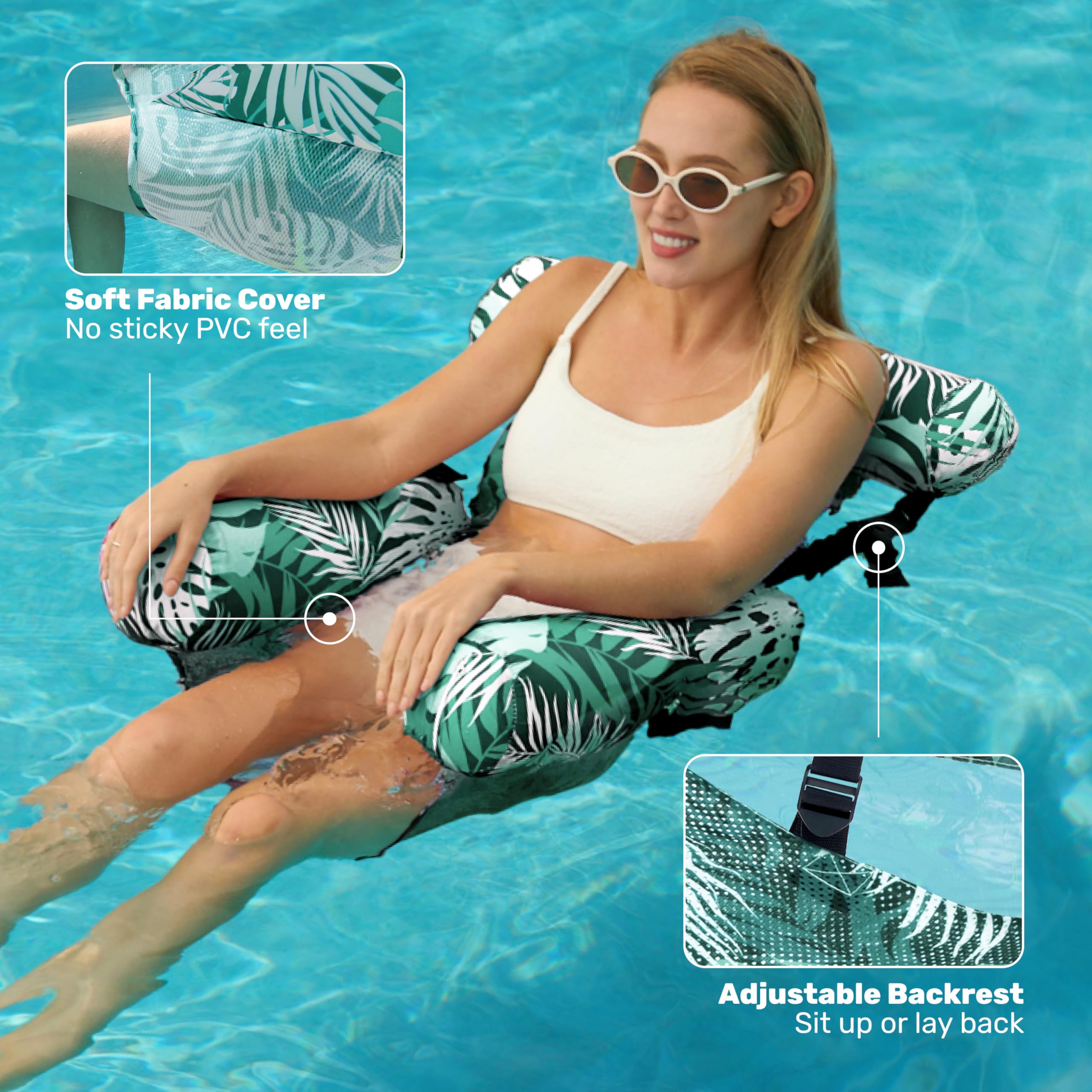 Inflatable Pool Floats Adult,2 Packs Floating Lounge Chairs🔥Limited-time bonus: free hand pump🔥Blow up Pool Noodles for Adult Heavy Duty,Floating Chair for Party Summer Water Beach Lake Fun