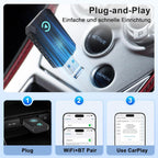 Wireless Carplay Adapter, Convert Wired to Wireless CarPlay, Compatible with CarPlay, Plug and Play, Type-C/USB, Suitable for 800+ Vehicles