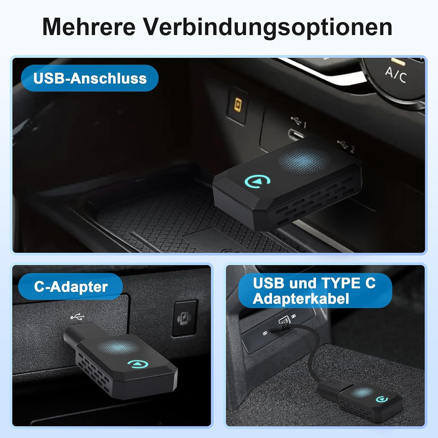 Wireless Carplay Adapter, Convert Wired to Wireless CarPlay, Compatible with CarPlay, Plug and Play, Type-C/USB, Suitable for 800+ Vehicles